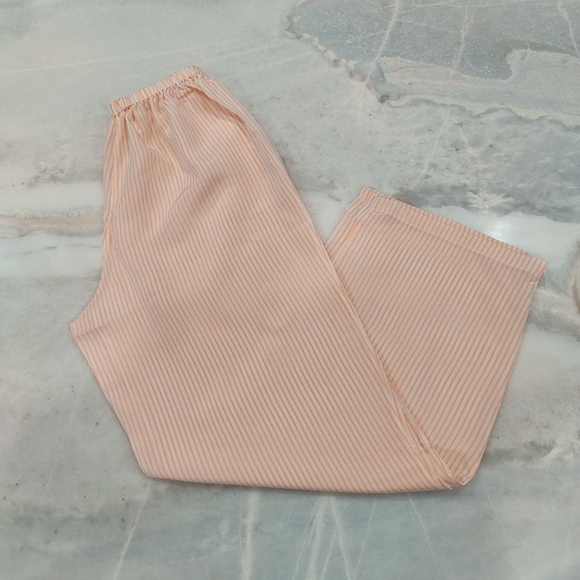 NWT Silk Pajama Set | Vintage Orange Striped Shorts + Pants - Picture 5 of 5